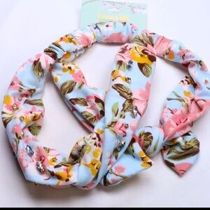 Lonna and Lilly Floral Headband Set Pink and Blue with Crystals